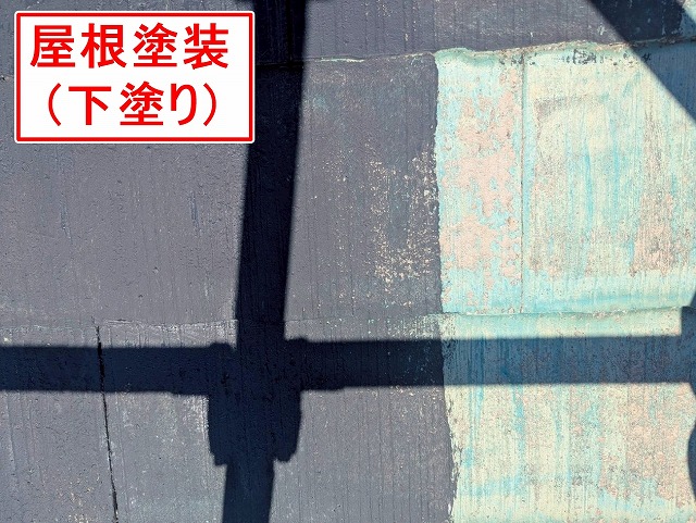 笛吹市でスレート屋根にベスコロフィラー・ファインパーフェクトベストを使用して塗装