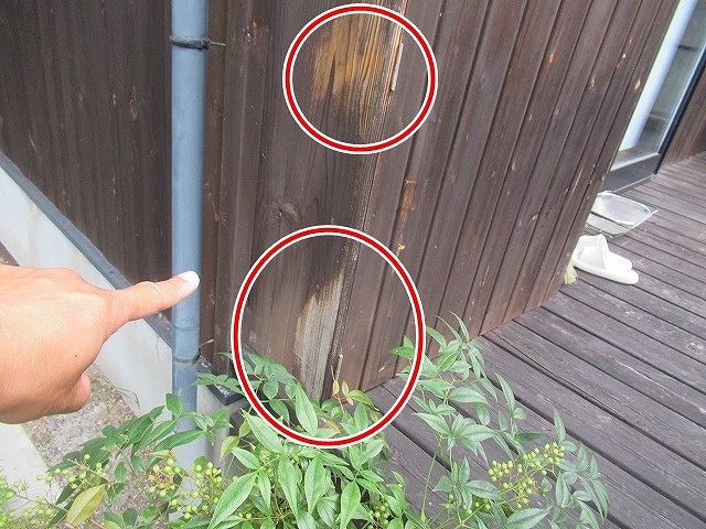 北杜市で別荘（ログハウス）の色あせた木部外壁