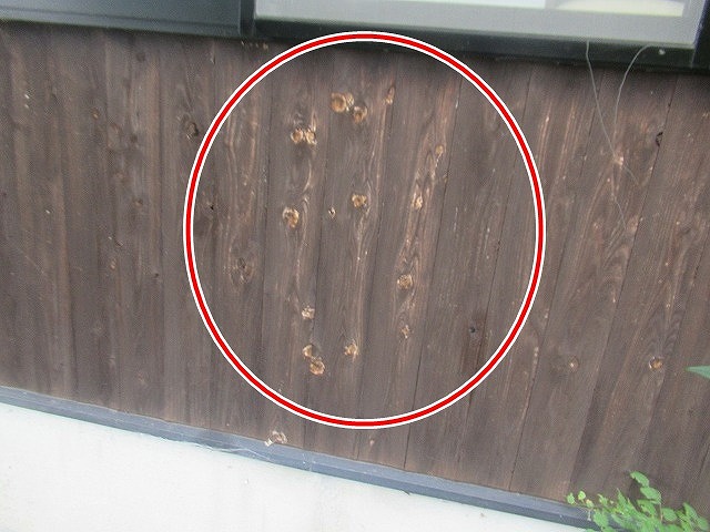 北杜市で別荘（ログハウス）の色あせた木部外壁