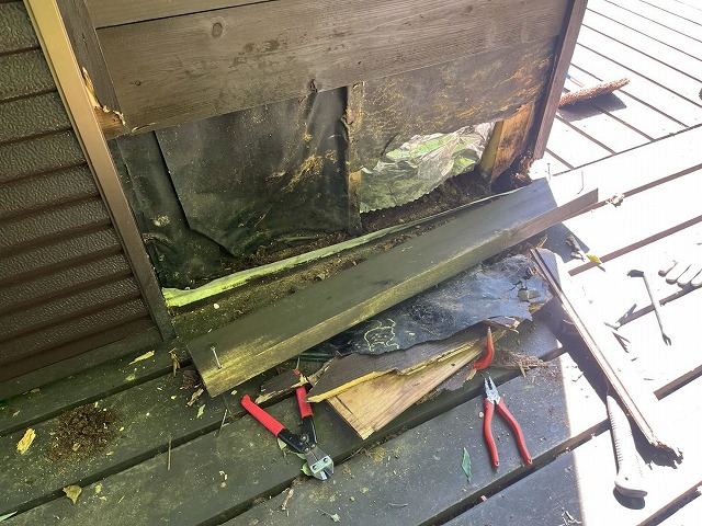 木部撤去後の補修作業