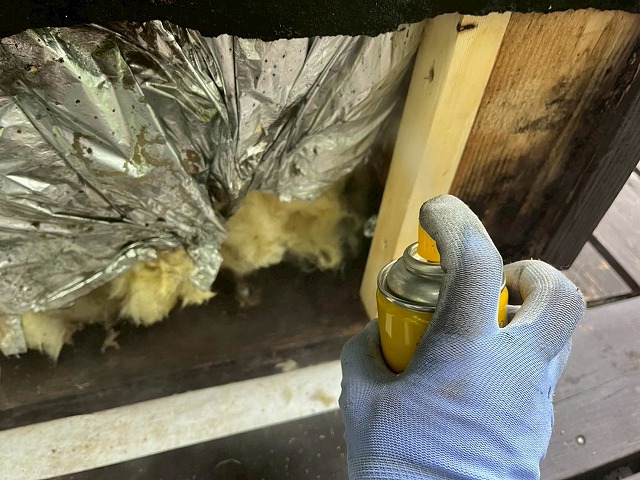 木部への処理剤塗布