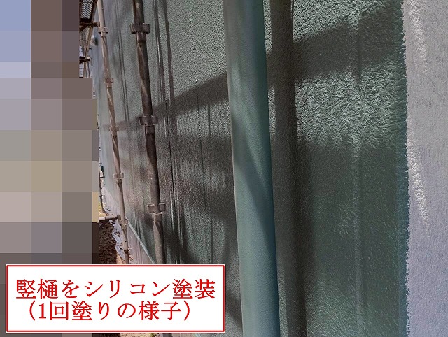 竪樋の1回目塗装