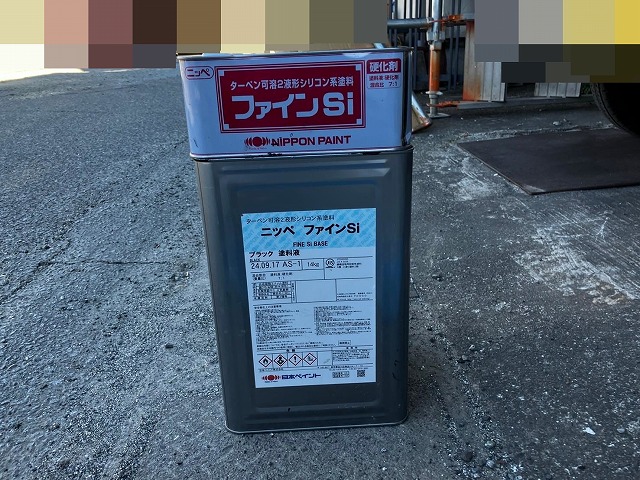 甲府市で鉄骨階段の仕上げ塗装に使用したファインSi（シリコン塗料）