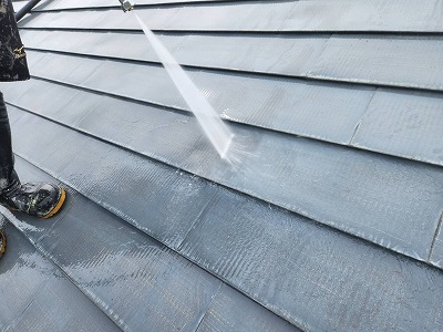 北杜市　屋根塗装　高圧洗浄