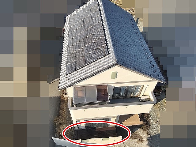 笛吹市で工事完工後にドローンで上部から撮影する様子