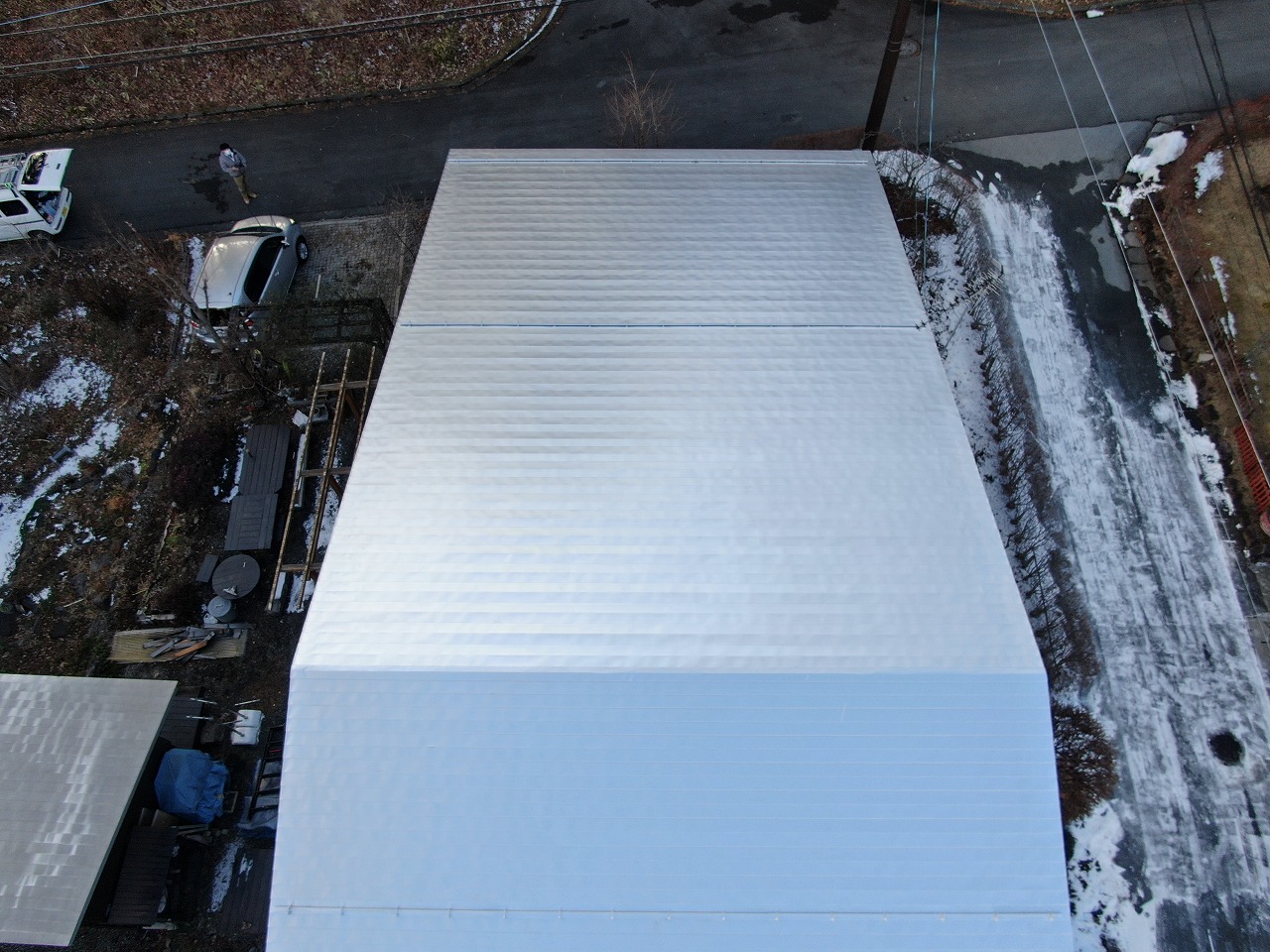 北杜市　屋根塗装　ガルバリウム鋼板　施工後