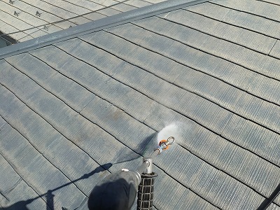 甲府市　屋根塗装　高圧洗浄