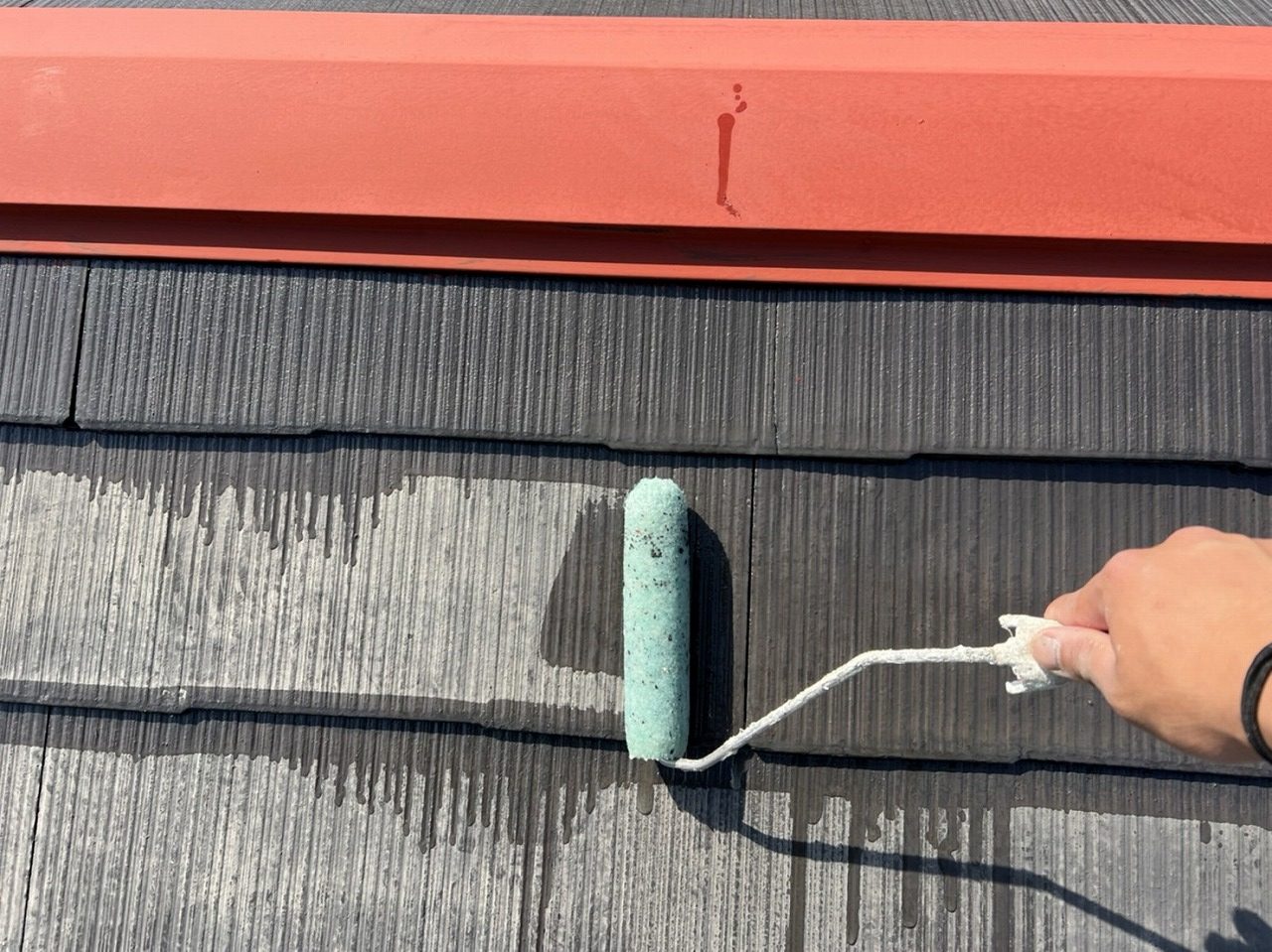 笛吹市　屋根塗装　下塗り
