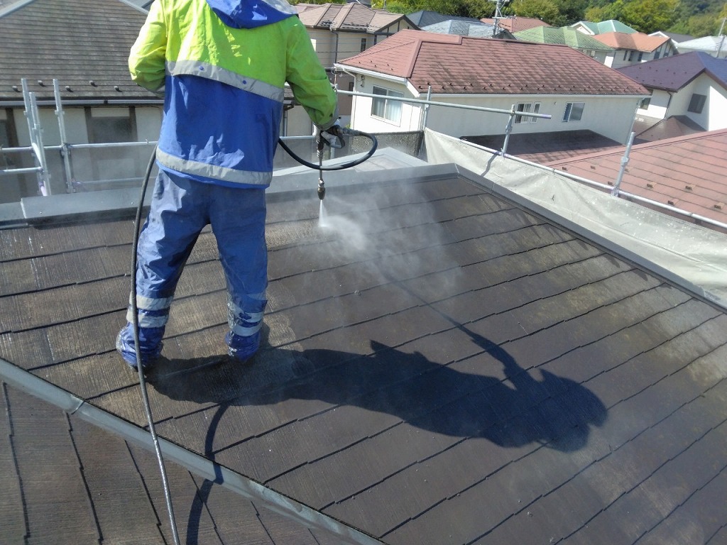 屋根塗装　高圧洗浄　