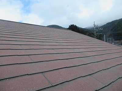 富士河口湖　屋根塗装　スレート材　高圧洗浄